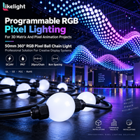 Boule lumineuse à pixels programmable RGB 50 mm, DC24V DMX512 IP67, guirlande lumineuse LED à 360 degrés pour spectacle sur scène, affichage d'effets matriciels 3D