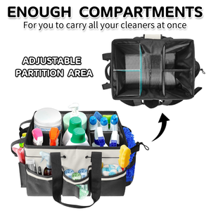 Sac de rangement portable personnalisé avec logo pour femme de <span class=keywords><strong>ménage</strong></span>, organisateur d'articles de nettoyage avec bandoulière réglable - Product Image 3
