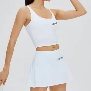 Jual Bra Kontras Penggunaan Tahan Lama Ropa Deportiva De Mujer Tank Top Tanpa Lengan Wanita Setelan Olahraga 2-In-1 Tenis Rok