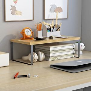 <b>Desktop</b> Bookshelf Computer Monitor Lift Laptop Holder Office Storage Rack With <b>Shelf</b> For Desk Organization - Product Image 1