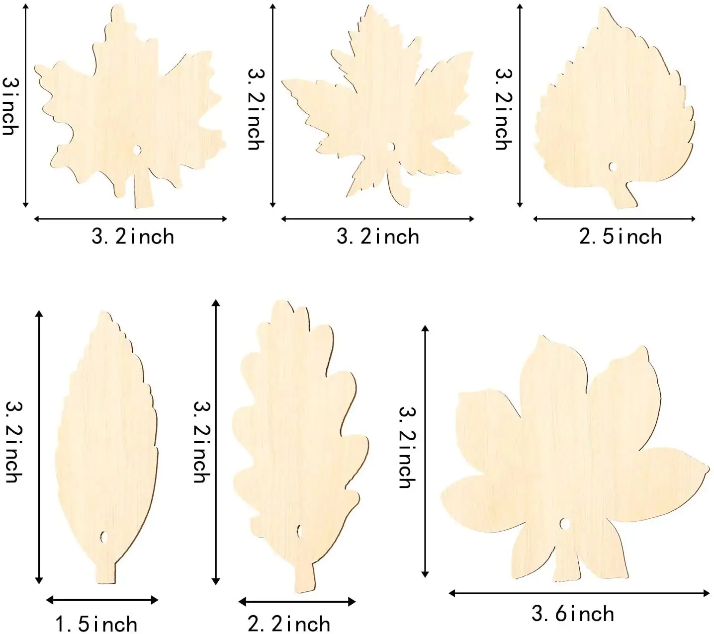 Practical High Quality Factory Supply Wood Leaf Cutouts Crafts For Christmas Hanging Decorations