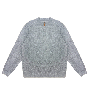 Tùy Chỉnh OEM Mùa Thu Mùa Đông Nửa Dây Kéo Màu Rắn Đơn Giản Ấm Áp Áo Len Người Đàn Ông Đứng Cổ Áo Nặng Dày Len Áo Len - Product Image 4