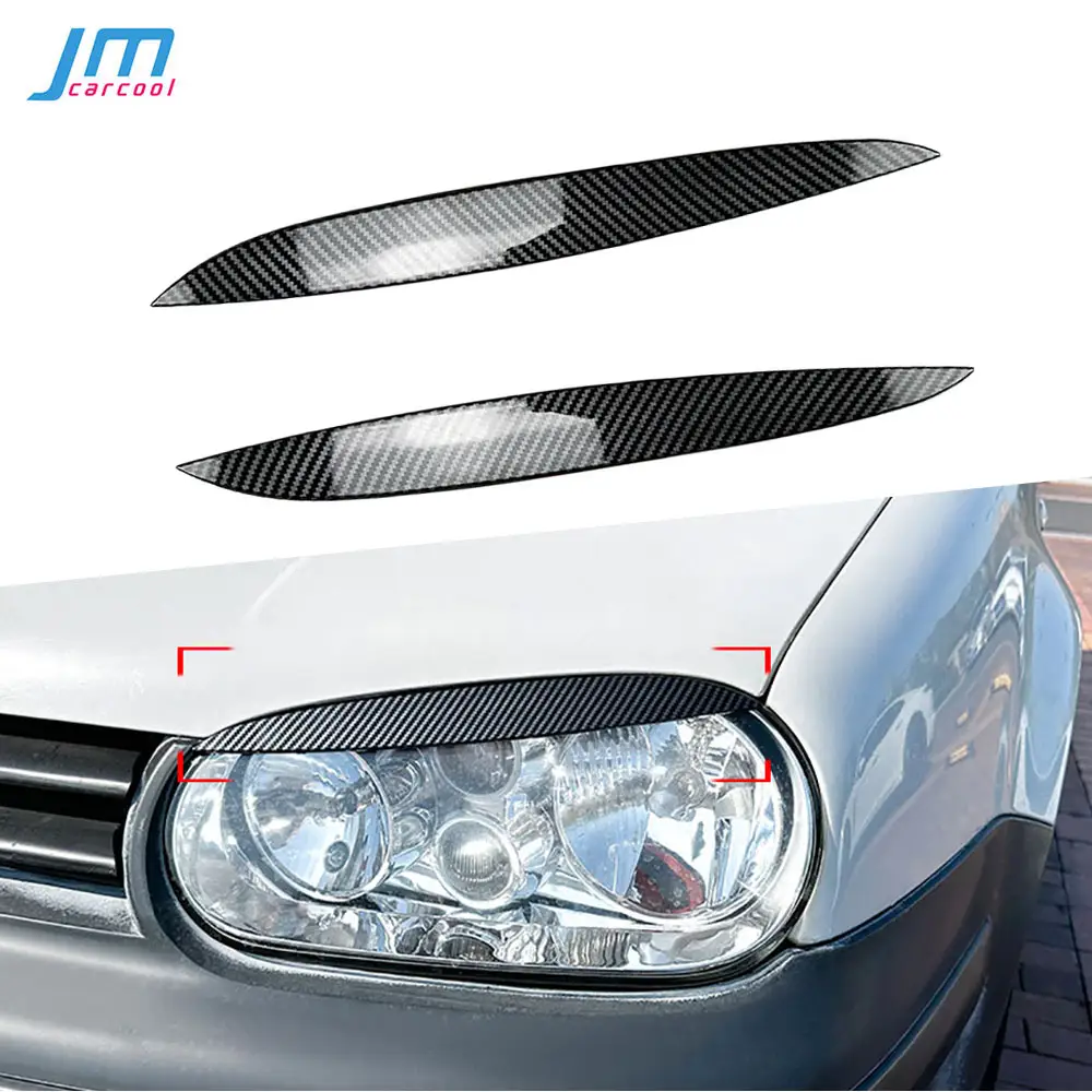 ABS Carbono Look Gloss Preto Foglamp Sobrancelha Estilo Do Carro Dois por conjunto Farol Sobrancelhas para Volkswagen Golf 4 MK4 1997-2006