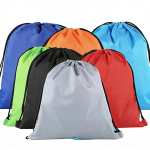 Eco-friendly Customized Promotion Thick <b>Drawstring</b> <b>Backpack</b> Portable Waterproof Sports Gym Polyester Bag with Shoulder Striped - Product Image 1
