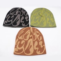 Bonnet d'hiver uni personnalisé de haute qualité 100 % acrylique, tricoté chaud avec motifs numériques (personnages, points, lettres) pour le voyage