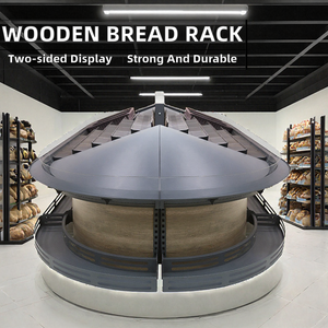 Wooden Double-Sided <b>Heavy</b> <b>Duty</b> Bakery Bread Display Stand Rack 120-160kg Capacity Epoxy Powder Coating for Supermarket Retail - Product Image 2