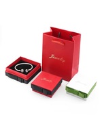 Emballage personnalisé de bijoux Jinsky de luxe Boîtes à bagues roses pour colliers en papier avec nœud en ruban