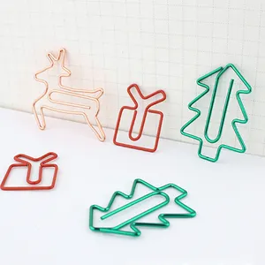 2021 New Kawaii Weihnachts baum Geschenk Hirsch Büroklammer Metall Lesezeichen Dekorative Datei Clips Geschenk box Schul briefpapier