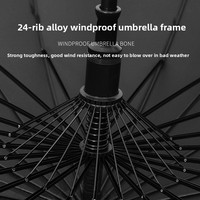Parapluie publicitaire semi-automatique noir coupe-vent à 24 baleines, type J, avec logo, vente en gros