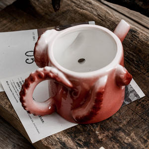 Taza de Cerámica con Diseño de Pulpo Rojo, Estilo Caricatura, con Asa, para Fiestas y Eventos, Taza Individual - Product Image 4