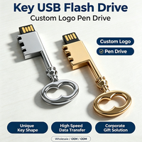 Clé USB en métal personnalisée avec logo laser, 8 Go, 16 Go, 32 Go, forme de clé vintage, pour cadeau promotionnel, clé USB