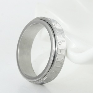 yunnique Nordic Style Viking Lettering Stainless Steel Rotating <b>Ring</b> Men's Fashion Jewelry Gift Geometric Design - Product Image 4