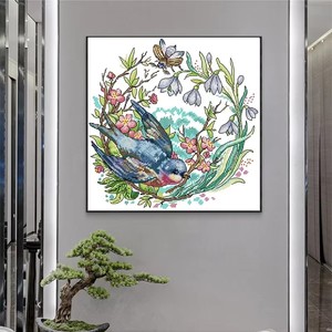 Kits de bricolage complets Spring Messenger, motif de point de croix, toile Aida 16/14/11CT, kit de <span class=keywords><strong>broderie</strong></span>, toile <span class=keywords><strong>pour</strong></span> point d'aiguille - Product Image 3