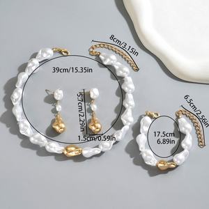 Conjunto de Joyas de Perlas de Imitación con Forma Barroca de Moda, Joyería de Moda Personalizada para Mujer, Regalo para el Día de la Madre - Product Image 4