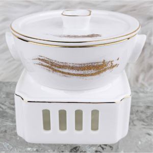 Service de vaisselle de luxe chinois, porcelaine artistique avec motifs dorés, bordure dorée à la main, pour hôtel, banquet, mariage, maison. - Product Image 6