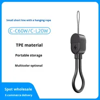 Câble de charge rapide Type-C vers Type-C avec conducteur en cuivre pur PD60W pour banques d'alimentation iPhone, matériau TPE, câble de 17 cm avec sangle pour téléphone