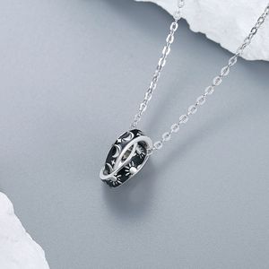サンムーンスターズネックレス メンズ レディース 925シルバー電気メッキペンダント ダブルリングデザイン レトロシック 結婚記念日パーティー - Product Image 3