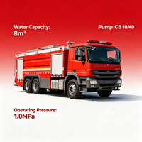 Camion de pompiers diesel 4x2 pour intervention à gauche, 8m3, Dongfeng D530, 170HP, réservoir d'eau 8000L, acier Q235, pompe CB10/40, canon PS40