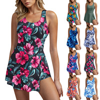 Set Baju Renang One-Piece 2026 Model Regular Fit Wanita Push Up Konservatif Motif Cetak S-XXL Desain Baru Bahan Chiffon Cut-Out