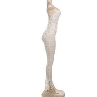 Combinaison en dentelle V-NECK Bretelles croisées Dos Voir à travers les combinaisons pour femmes