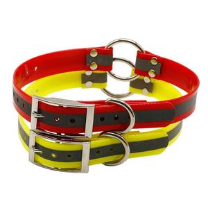 Neuankömmling Personal isierte reflektierende TPU Hunde halsbänder fluor zierend orange mit Center O Ring & Feder Dekoration für die Jagd - Product Image 3