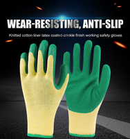Gants de travail antidérapants en polyester 13G enduits de latex blanc froissé