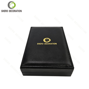 Wholesale Elegant Black PU Leather <b>Ring</b> <b>Box</b> Velvet Lining Square Flip Top Jewelry Presentation <b>Box</b> with Gold Logo - Product Image 2