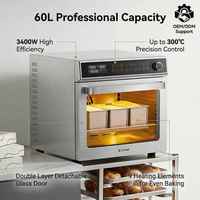 Four électrique professionnel 60L 3400W 300°C avec 9 éléments chauffants et commande tactile numérique