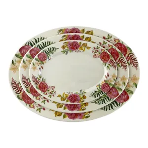 SEBEST Wholesale Custom Unbreakable Plastic Oval Shape Dinner Plate 8/10/12 inch Melamine Oval Plate