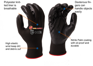 <span class=keywords><strong>Guantes</strong></span> <span class=keywords><strong>de</strong></span> Nitrilo Lisos <span class=keywords><strong>de</strong></span> Alta Calidad EN388 4122X, Resistentes a Químicos y Aceites, Calibre 13, <span class=keywords><strong>de</strong></span> Poliéster, Económicos, para <span class=keywords><strong>Trabajo</strong></span> General en Jardinería, para Hombre - Product Image 3