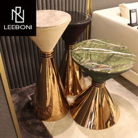 Prix d'usine personnalisé haut de gamme nordique moderne luxe cadre doré Console en fer forgé Table à thé tempérée