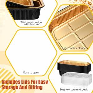 Black Gold Takeaway Tray 1000ml Disposable Oven-Safe Microwavable Food Grade PP Baking Food Packaging <b>Containers</b> Rectangle <b>Foil</b> - Product Image 4