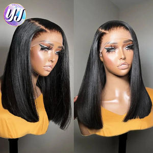 Perruques courtes et droites de type bob vietnamien, cheveux humains vierges de qualité 12A, perruque à dentelle frontale, texture de dentelle transparente - Product Image 3