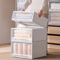 Boîte de rangement pour sous-vêtements, casier à vêtements épais et de grande capacité, boîte de rangement à tiroir transparent, plastique ménager