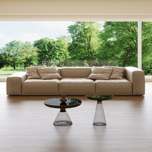 Canapé cube trois places en cuir véritable, style minimaliste italien, accoudoirs hauts et <span class=keywords><strong>bas</strong></span>, design moderne, rangée droite, pour salon, amovible - Product Image 1