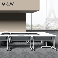 M & W Table de bureau rectangulaire pliante moderne pour conférence et formation, salle de réunion