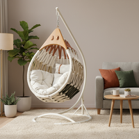 Fauteuil suspendu d'extérieur moderne, série Parikintu, structure en alliage d'aluminium, siège balançoire écologique pour patio et jardin