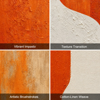 Peinture à l'huile 100% peinte à la main sur toile de coton et de lin, 40x50cm, abstraite orange et blanche, texture épaisse impasto, art mural pour la décoration intérieure