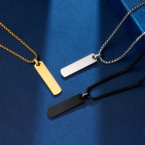 Hip Hop Sweater <strong>Chain</strong> Non Tarnish Engravable Stainless Steel Necklace Gold <strong>Silver</strong> Black <strong>Long</strong> Pendant DIY Necklace Gifts for Men - Product Image 2