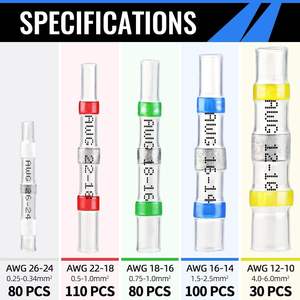 SOPOBY ตัวเชื่อมต่อสายไฟ 400 ชิ้น ปลั๊กวงแหวนกันน้ำแบบหดตัวได้ อะแดปเตอร์พีวีซี - Product Image 5