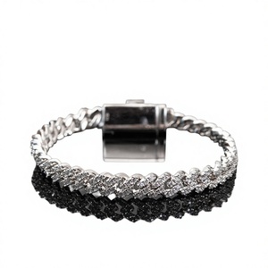 925 Silver Gold Plated Iced Hip Hop Moissanite Chain Wholesale 6mm VVS Bracelet for <b>Men</b> Women Cuban Style - Product Image 1