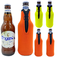 Manchon isotherme pour bouteille en néoprène avec fermeture éclair et anneau métallique, logo personnalisé, pour événements d'entreprise, cadeaux promotionnels, vente en gros