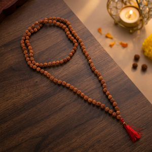 Collar Mala de 108 Cuentas de Sándalo Natural y Plata Tibetana, Anudado a Mano, con Borla de Seda, Regalo Religioso para Meditación, Unisex, Clásico - Product Image 3