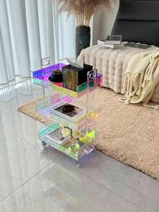 पहियों पर बहुफ़ंक्शन भंडारण कार्ट, 2-टियर/3-टियर/4-स्तरीय विकल्पों के साथ ऐक्रेलिक यूटिलिटी रोलिंग कार्ट - Product Image 3