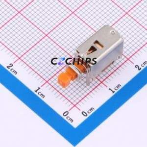 PS-22E05-S-O-001 Push Button Switch Through hole,P=2.5mm Switch Double Pole Double Throw Self-Locking Right Angle Insert 200mA - Product Image 1