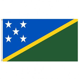 Drapeau des îles Salomon personnalisé 3x5 pieds, imprimé en sérigraphie sur polyester avec deux œillets en laiton, simple couche, pour l'intérieur et l'extérieur - Product Image 1