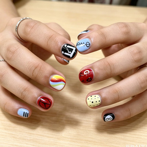 Autocollants pour ongles de style <span class=keywords><strong>anime</strong></span> pour hommes, courts et carrés, tendance, faits à la main, personnalisables, <span class=keywords><strong>faux</strong></span> ongles portables - Product Image 1