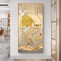 Art mural créatif géométrique à impression numérique à l'huile avec cadre en métal doré/noir sur toile pour la décoration intérieure