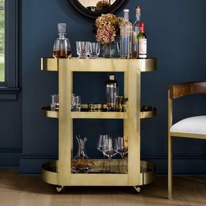 Lucille Modern Stainless Steel <b>Bar</b> Cart for Living Room & Bedroom - Product Image 2