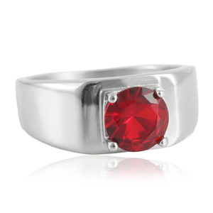 Women's <b>Titanium</b> Steel <b>Ring</b> With Blue Gemstone Prong Setting Geometric Design Gift Jewelry - Product Image 4